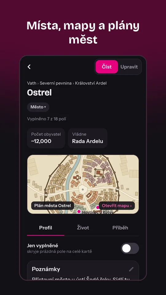 Místo s plánem města