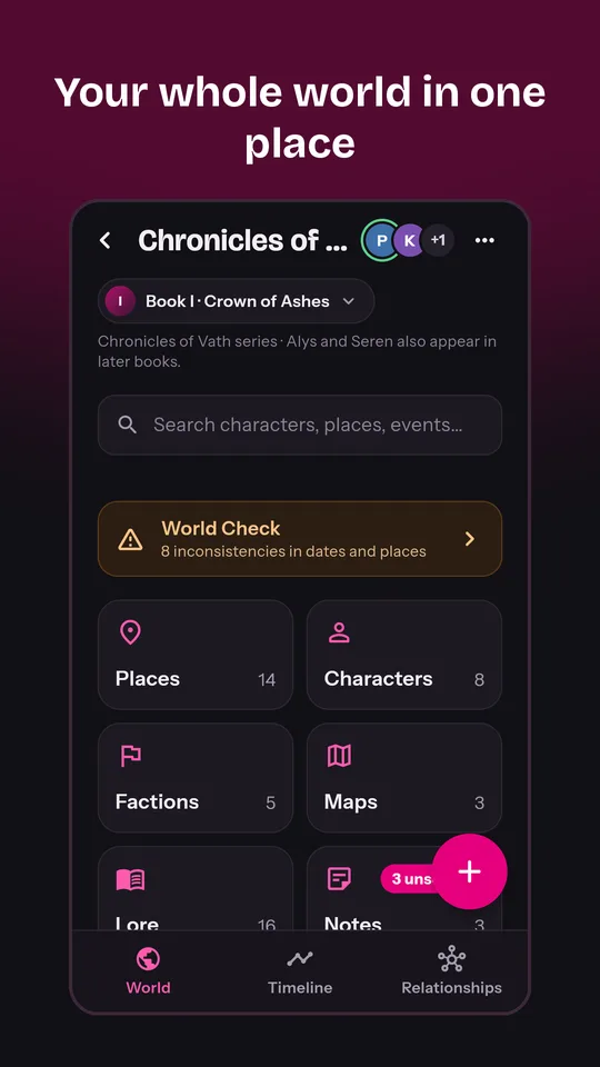 World overview in the app