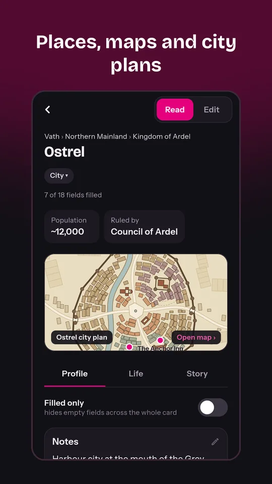 A place with a city plan